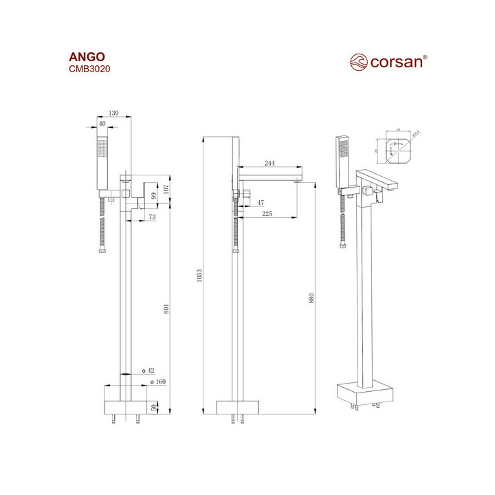 Bateria umywalkowa Corsan Ango ,chrom