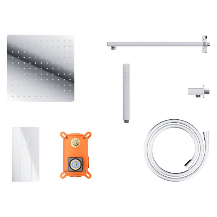 Zestaw prysznicowy z baterią podtynkową i prysznicem Corsan Ango,deszczownica 25cm, chrom