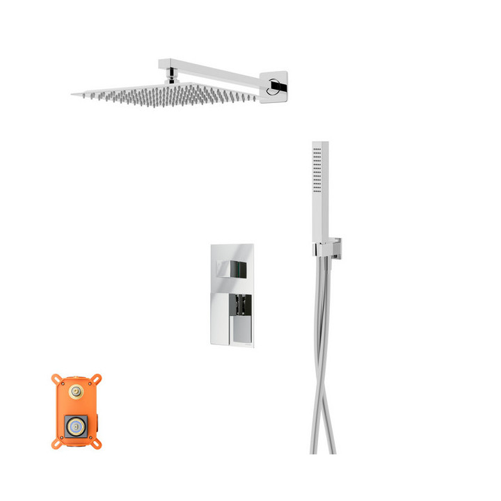 Zestaw prysznicowy z baterią i słuchawką Corsan Ango,deszczownica 25cm, czarny