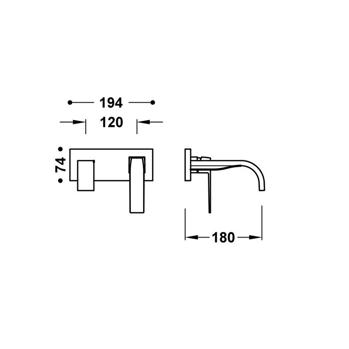 Element naścienny do podtynkowego korpusu baterii umywalkowe TRES Slim Exclusive, wylewka 180mm, biel matowa