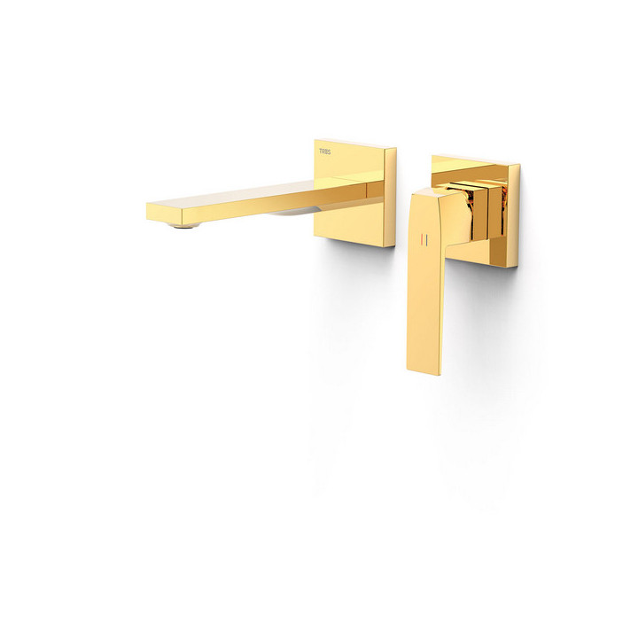 Element naścienny do podtynkowego korpusu baterii umywalkowe TRES Slim Exclusive, wylewka 240mm,  złoto