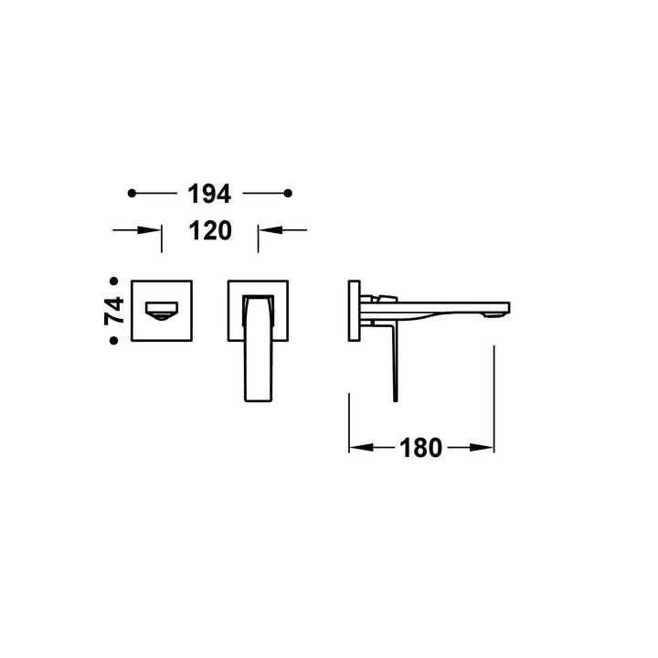 Element naścienny do podtynkowego korpusu baterii umywalkowe TRES Slim Exclusive, wylewka 180mm,  złoto