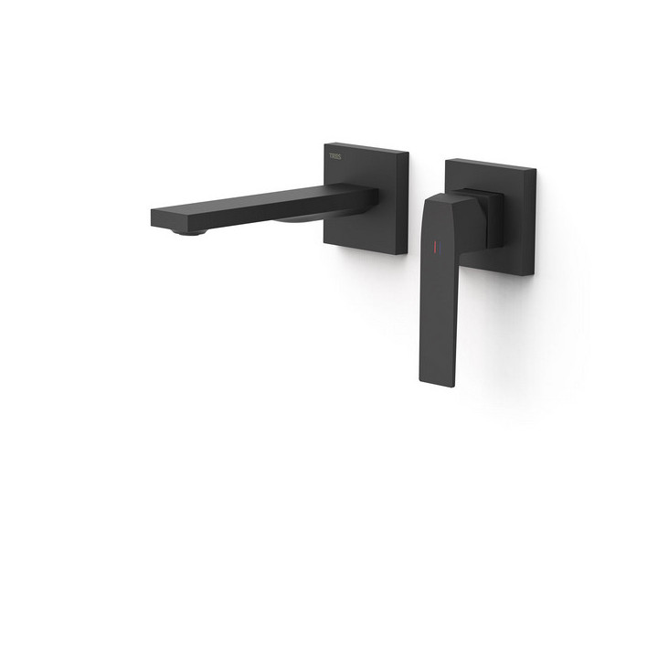 Element naścienny do podtynkowego korpusu baterii umywalkowe TRES Slim Exclusive, wylewka 240mm,  czerń matowa