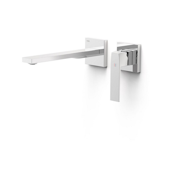 Element naścienny do podtynkowego korpusu baterii umywalkowe TRES Slim Exclusive, wylewka 240mm,  czerń matowa