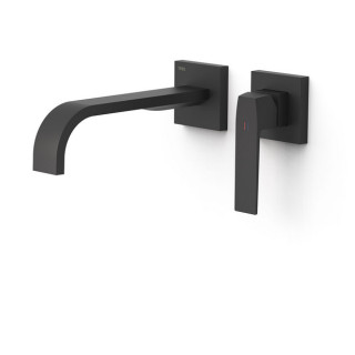 Element naścienny do podtynkowego korpusu baterii umywalkowe TRES Slim Exclusive, wylewka 180mm,  czerń matowa