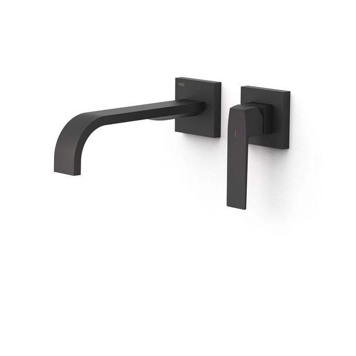 Element naścienny do podtynkowego korpusu baterii umywalkowe TRES Slim Exclusive, wylewka 180mm,  czerń matowa