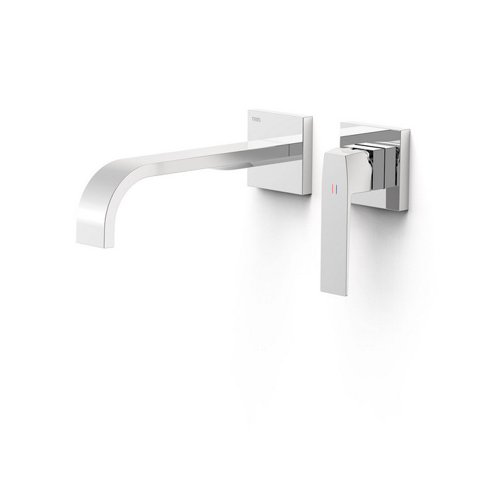 Element naścienny do podtynkowego korpusu baterii umywalkowe TRES Slim Exclusive, wylewka 240mm,  czerń matowa