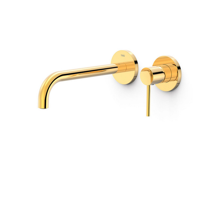 Element naścienny do podtynkowego korpusu baterii umywalkowe TRES STUDY, wylewka 177mm, złoto