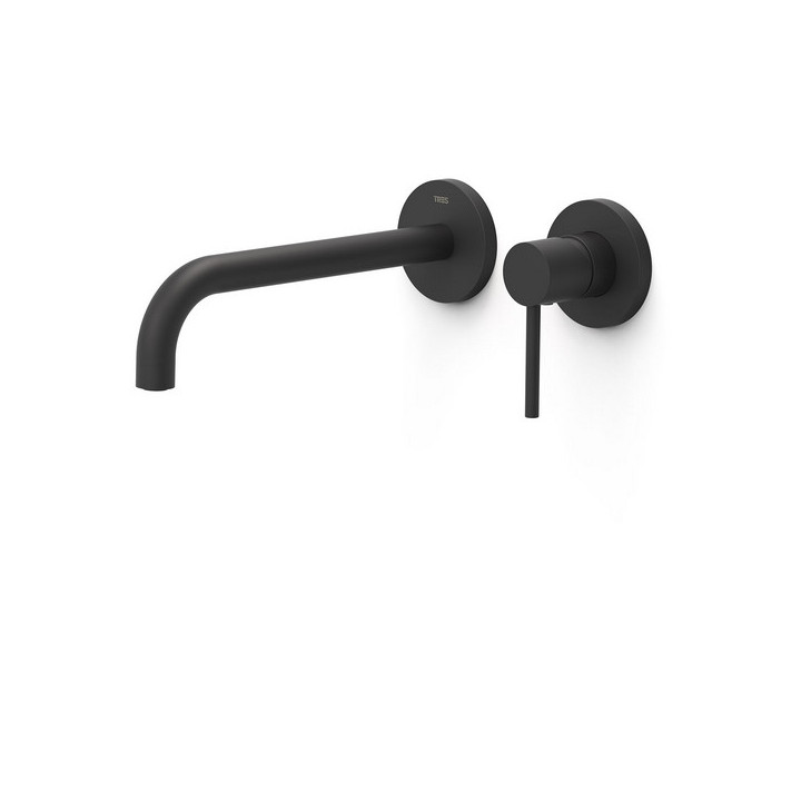 Element naścienny do podtynkowego korpusu baterii umywalkowe TRES STUDY, wylewka 237mm, biel matowa