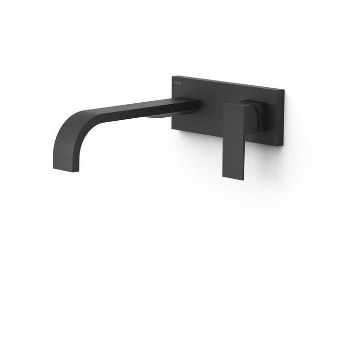 Element naścienny do podtynkowego korpusu baterii umywalkowe TRES Cuadro, wylewka 240mm, biel matowa