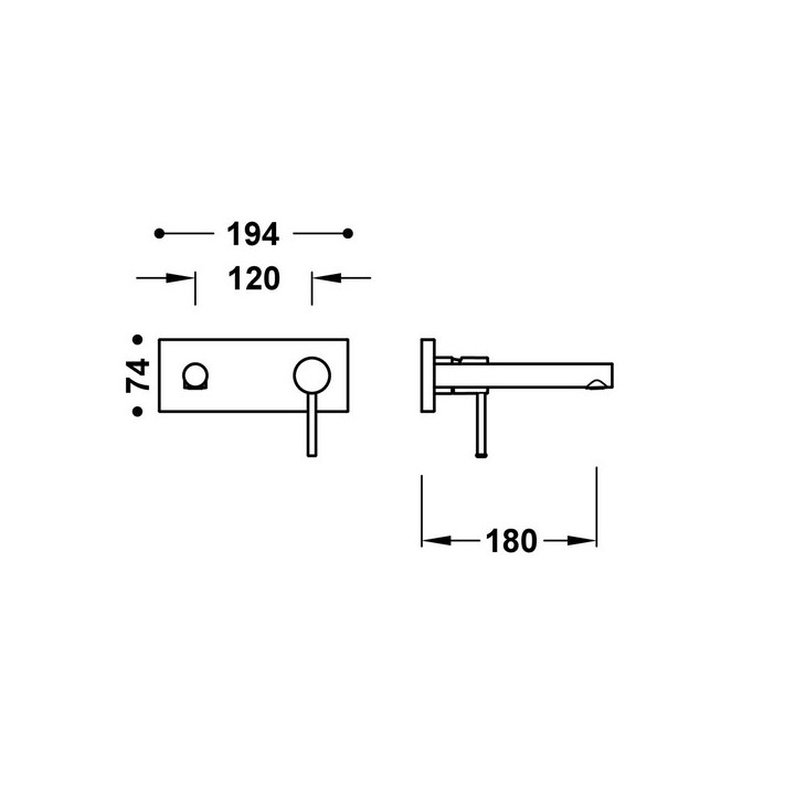 Element naścienny do podtynkowego korpusu baterii umywalkowej TRES Project-Tres, wylewka 240mm, biel matowa