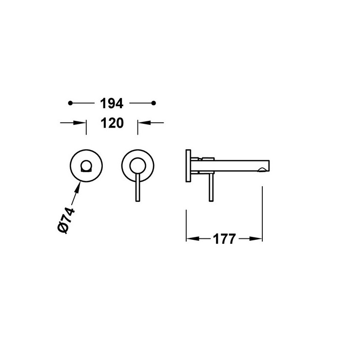 Element naścienny do podtynkowego korpusu baterii umywalkowej TRES Max, wylewka 240mm, chrom
