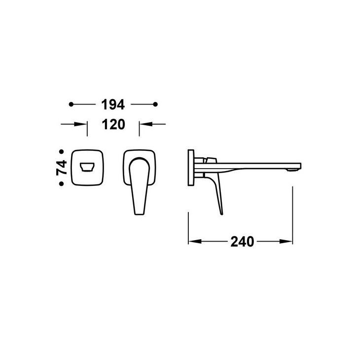 Element naścienny do podtynkowego korpusu baterii umywalkowej TRES CANIGÓ PLUS, wylewka 180mm, chrom