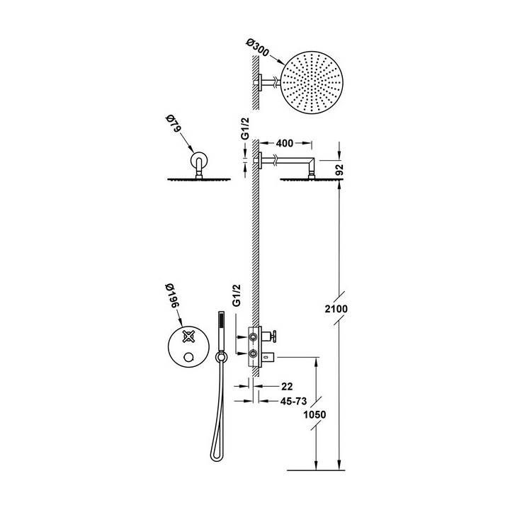 Zestaw baterii termostatycznej podtynkowej 2-drożnej  TRES Therm Box ,chrom  