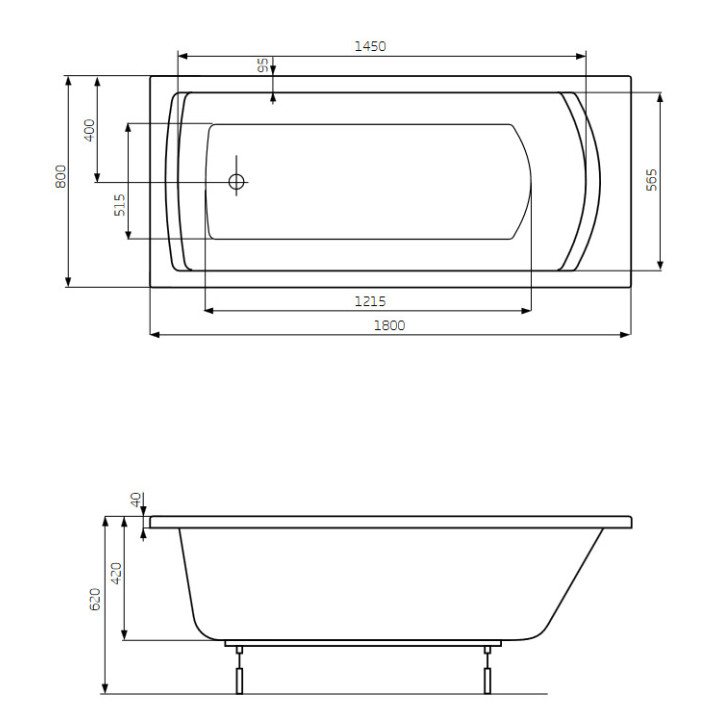 Prostokątna wanna akrylowa z hydromasażem Smart WaterAir Plus