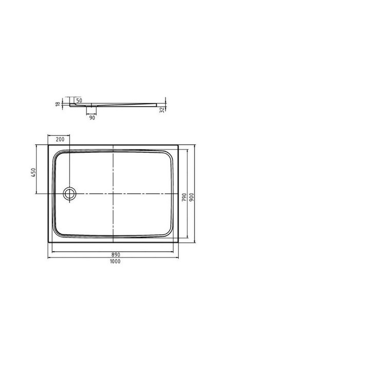 Kaldewei Cayonoplan brodzik 100x90 cm prostokątny  z obniżonym nośnikiem styropianowym biały