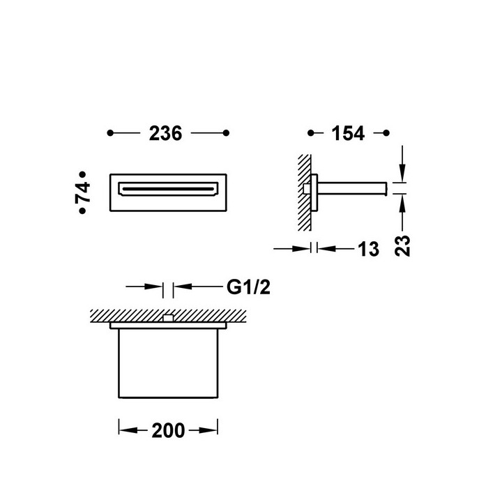 Deszczownica naścienna Tres , 154x200mm, biel matowa