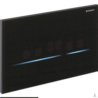 System spłukiwania WC Geberit z elektronicznym uruchamianiem spłukiwania, czarne szkło