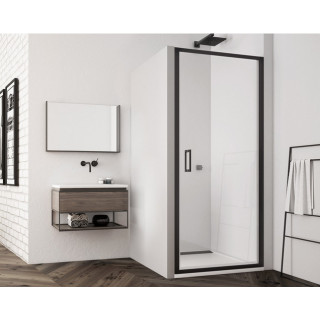 Drzwi prysznicowe wahadłowe 90cm, SanSwiss Top Line-S black, czarny mat