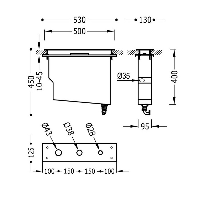 Zestaw montażowy Tres Max-Tres trzyotworowy ze zbiornikiem, czarny mat