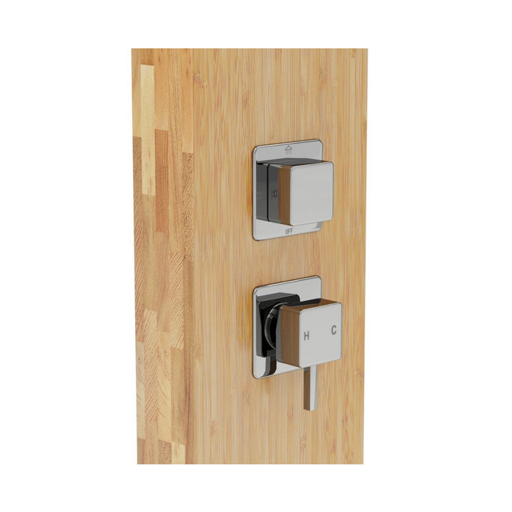 Panel prysznicowy Corsan BAO  bambusowy z czarnym wykończeniem