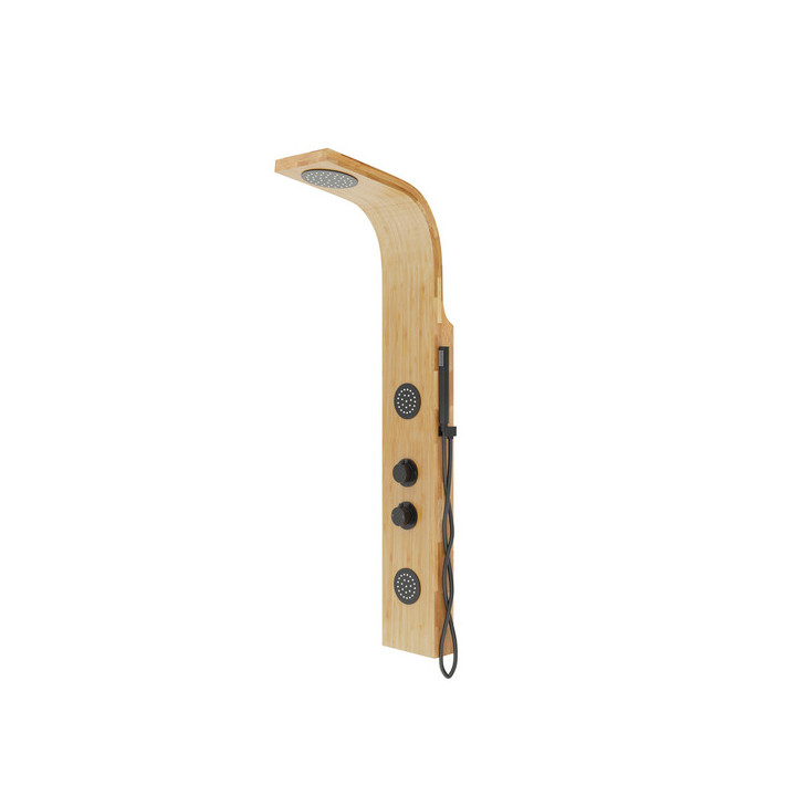Panel prysznicowy Corsan BAO  bambusowy z czarnym wykończeniem