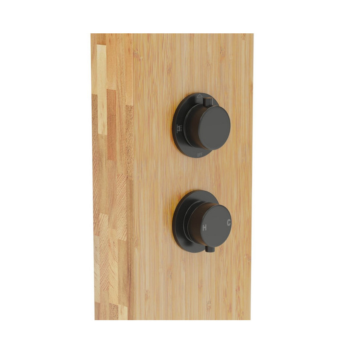 Panel prysznicowy Corsan BAO  bambusowy z czarnym wykończeniem