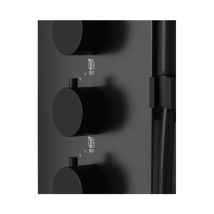 Panel prysznicowy Corsan SAMSARA, deszczownica LED, mieszacz, wylewka z przełącznikiem ciśnieniowym, czarny  