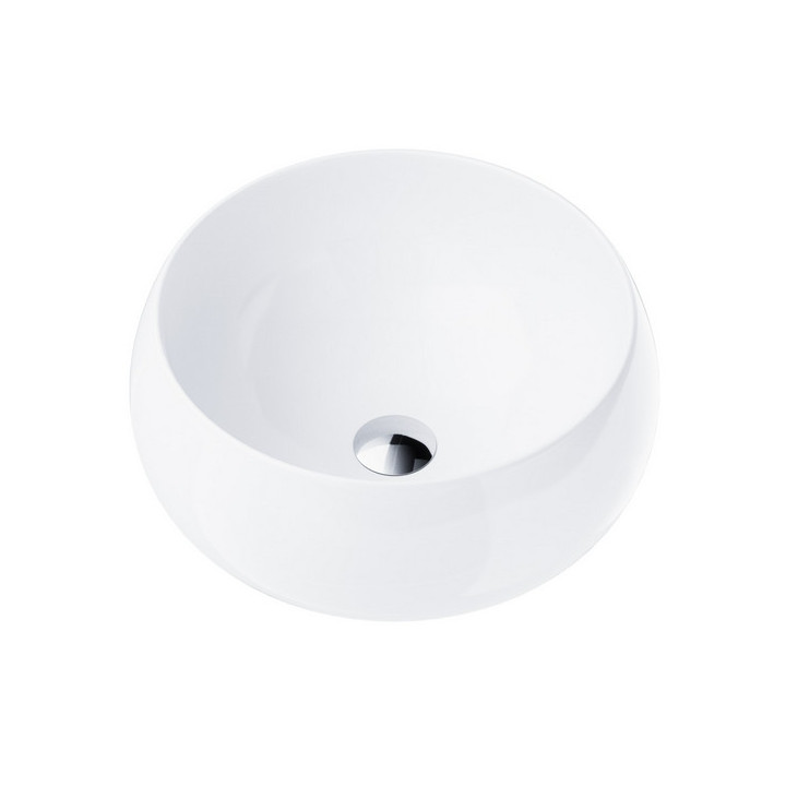 Umywalka nablatowa okrągłaCorsan 400x400x160mm z korkiem klik-klak czarnym, biała