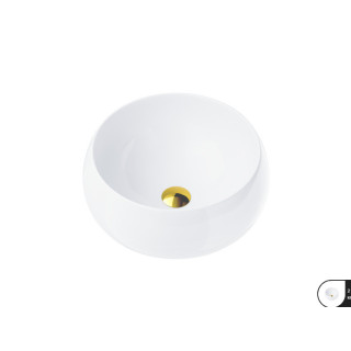 Umywalka nablatowa okrągłaCorsan 400x400x160mm z korkiem klik-klak chrom, biała