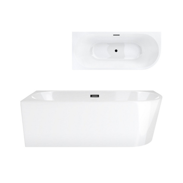 Wanna wolnostojąca narożna Corsan Intero , 160x74cm, lewostronna, korek klik-klak chrom, biała