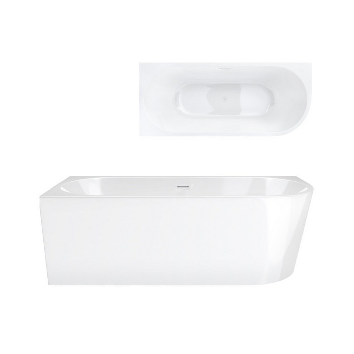 Wanna wolnostojąca narożna Corsan Intero , 160x74cm, lewostronna, korek klik-klak czarny, biała