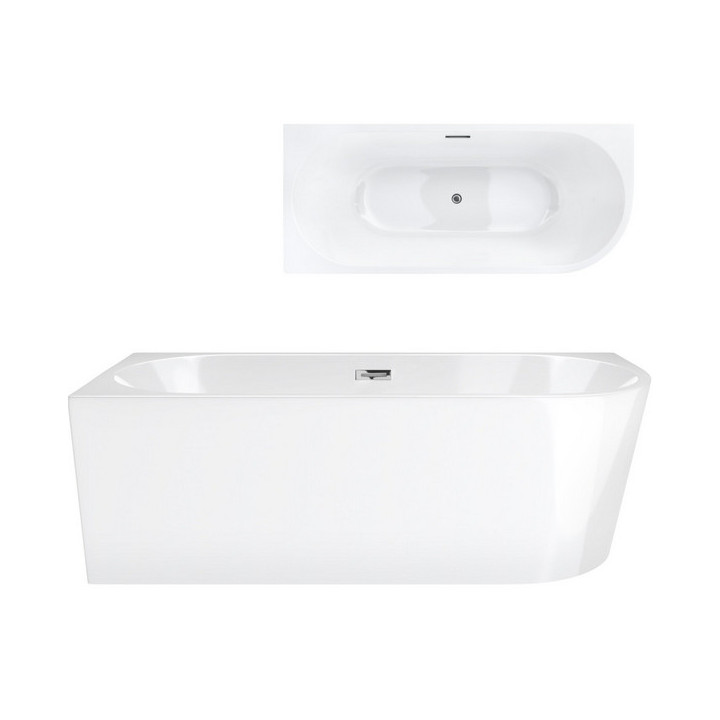 Wanna wolnostojąca narożna Corsan Intero , 170x73cm, lewostronna, korek klik-klak czarny, biała