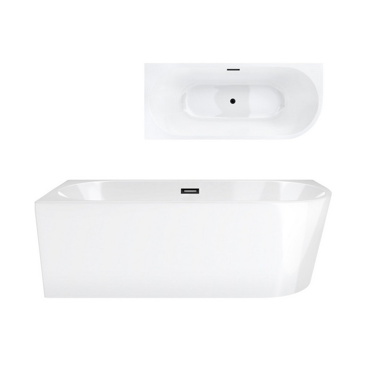 Wanna wolnostojąca narożna Corsan Intero , 170x73cm, lewostronna, korek klik-klak czarny, biała