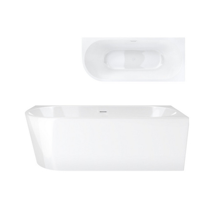 Wanna wolnostojąca narożna Corsan Intero , 160x74cm, prawostronna, korek klik-klak chrom, biała