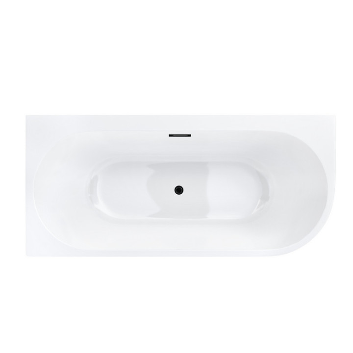 Wanna wolnostojąca narożna Corsan Intero , 170x73cm, prawostronna, korek klik-klak czarny, biała