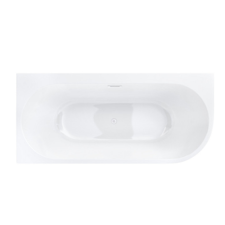 Wanna wolnostojąca narożna z szeroką krawędzią Corsan Intero  , 170x80cm, lewostronna, korek klik-klak chrom, biała