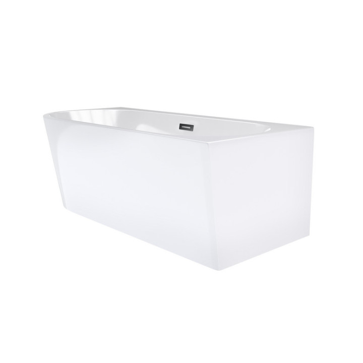 Wanna wolnostojąca narożna z szeroką krawędzią Corsan Intero  , 160x74cm, prawostronna, korek klik-klak biały, biała