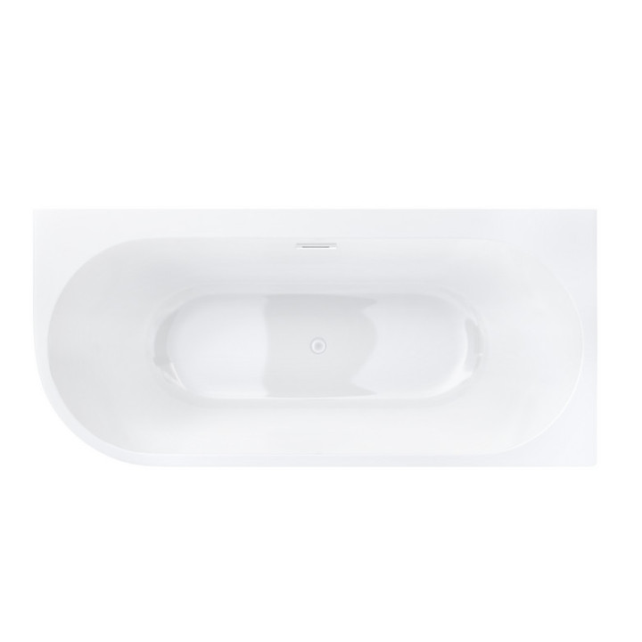 Wanna wolnostojąca narożna z szeroką krawędzią Corsan Intero  , 170x80cm, prawostronna, korek klik-klak chrom, biała