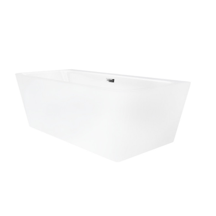 Wanna wolnostojąca przyścienna z szeroką krawędzią Corsan ISEO  , 160x74cm, korek klik-klak czarny, biała