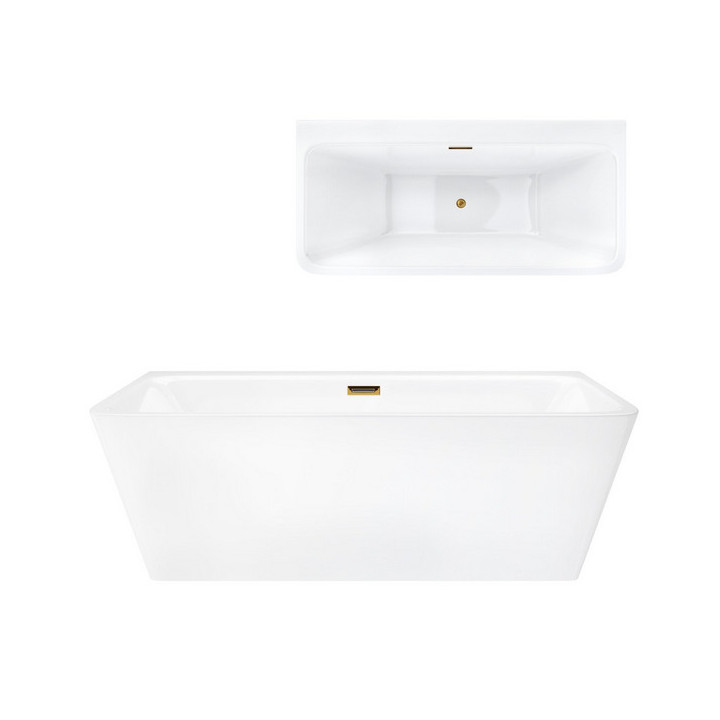 Wanna wolnostojąca przyścienna z szeroką krawędzią Corsan ISEO  , 160x74cm, korek klik-klak chrom, biała