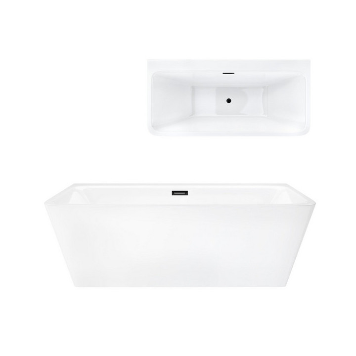 Wanna wolnostojąca narożna z szeroką krawędzią Corsan Intero  , 170x80cm, prawostronna, korek klik-klak biały, biała