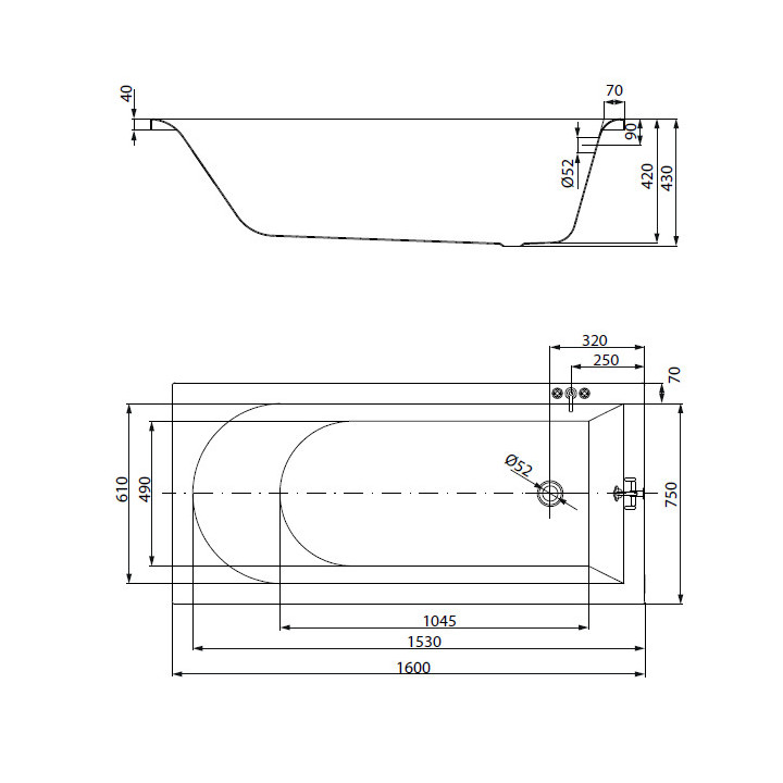 Wanna prostokątna 150x75cm, Cersanit City, biały