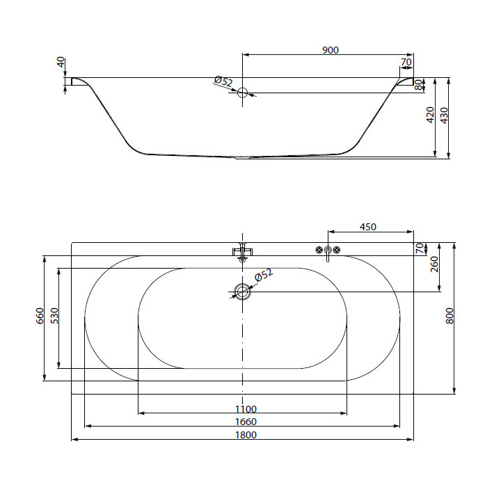 Wanna prostokątna 170x75cm, Cersanit City, biały