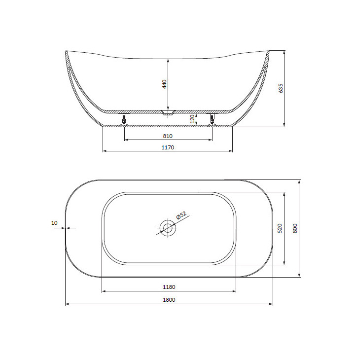 Wanna prostokątna 180x80cm, Cersanit City, biały