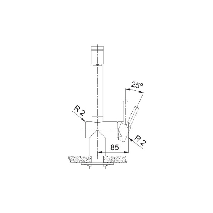 Bateria kuchenna Franke Atlas Neo Pull-Out, wysokość 297mm, obrotowa i wyciągana wylewka, czarna stal szlachetna