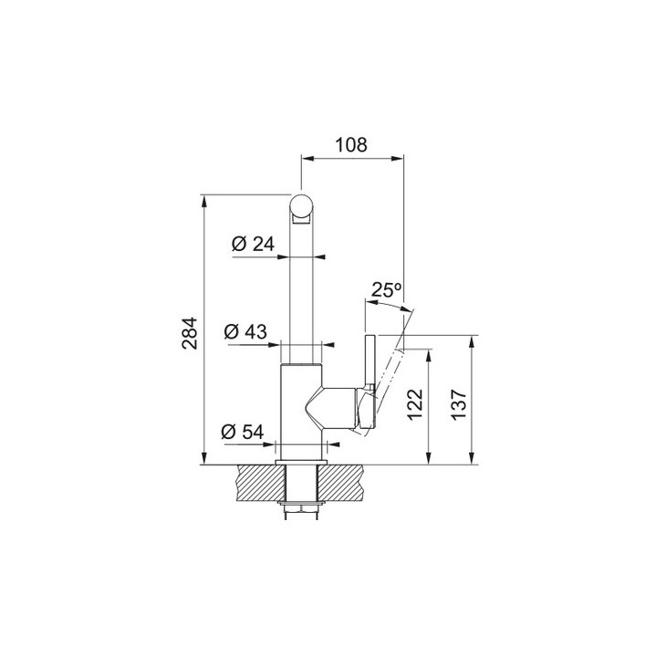 Bateria kuchenna Franke Eos Neo  , wysokość 387mm, obrotowa i wyciągana wylewka,  stal szlachetna