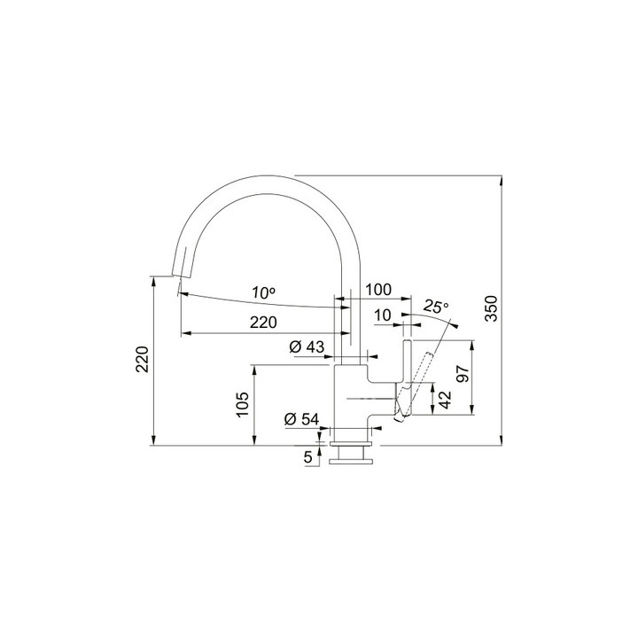 Bateria kuchenna Franke Lina XL , wysokość 350mm, obrotowa wylewka,  biały polarny