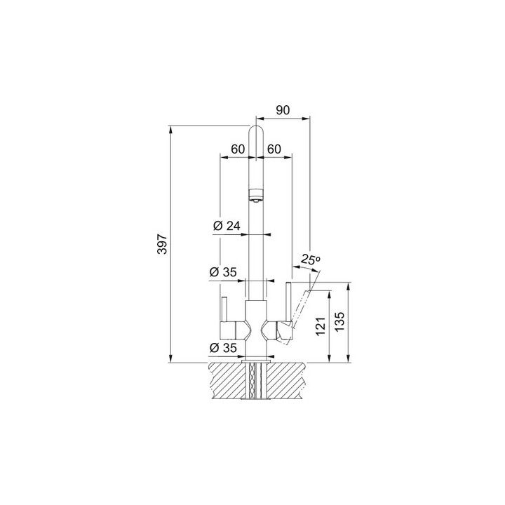 Bateria kuchenna Franke Urban pull-out  , wysokość 294mm, obrotowa i wyciągana wylewka,  chrom