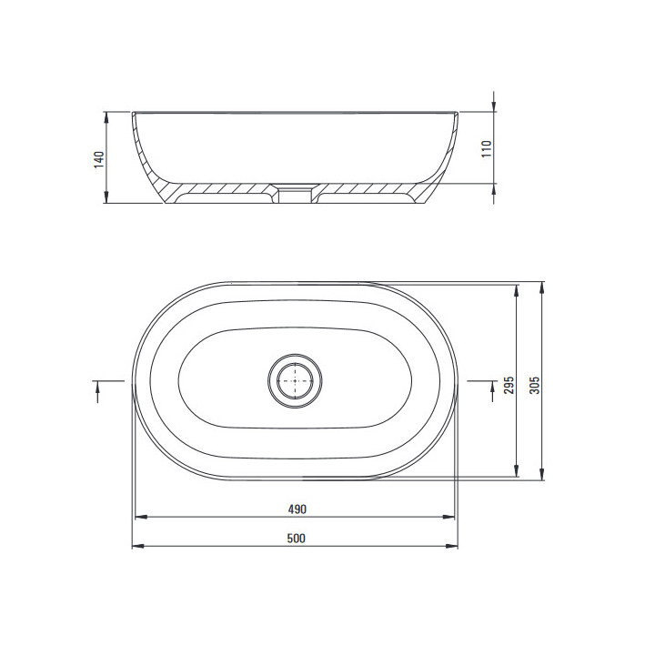 Umywalka ceramiczna nablatowa Deante Peonia 30x50cm, biały